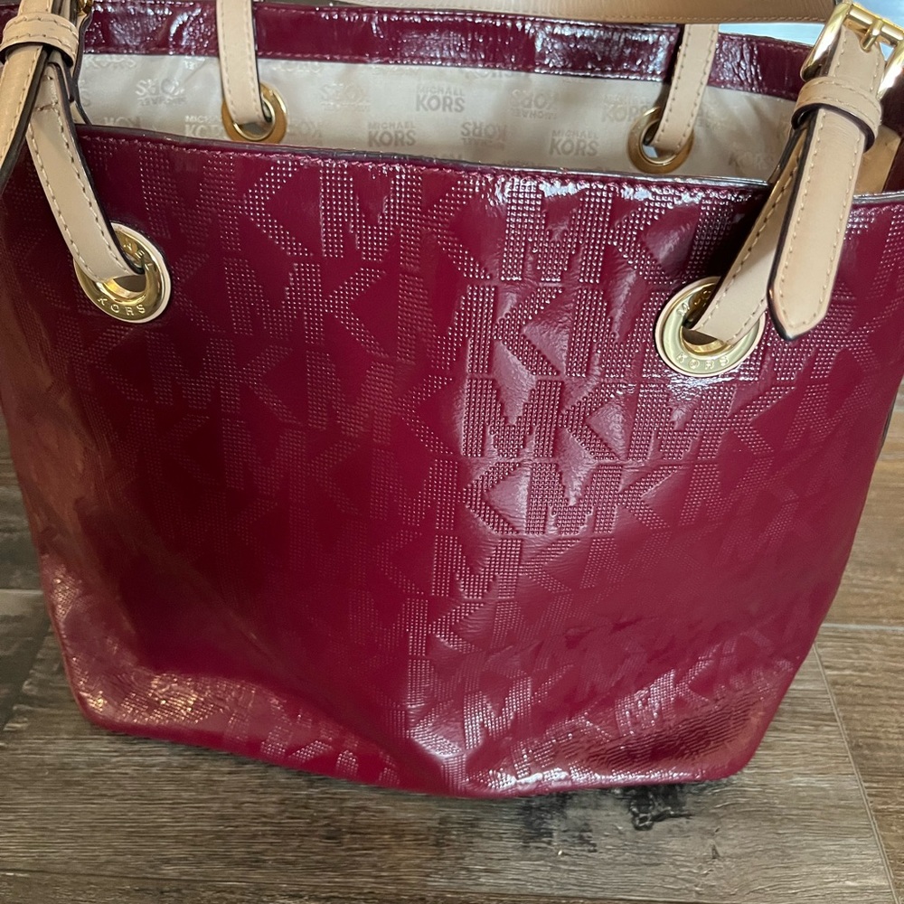 Michael Kors shoulder bag — burgundy & gold